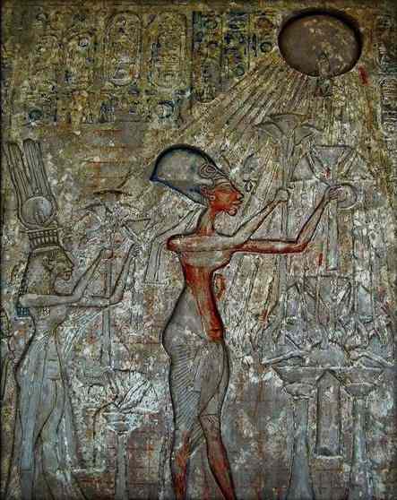 From the tomb of Akhenaten, Cairo Museum<br>Photograph by Jean Pierre Dalbera, CreativeCommons.